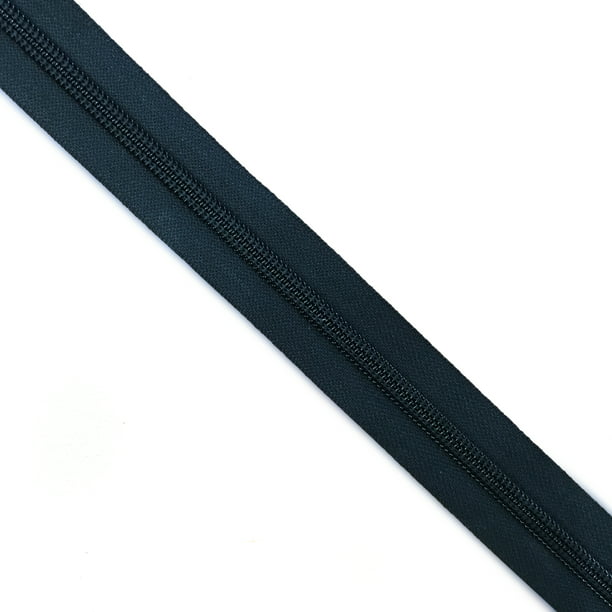 YKK Nylon Coil Zipper Tape # 10 Black 5 yards with 10 Black Zipper Sliders